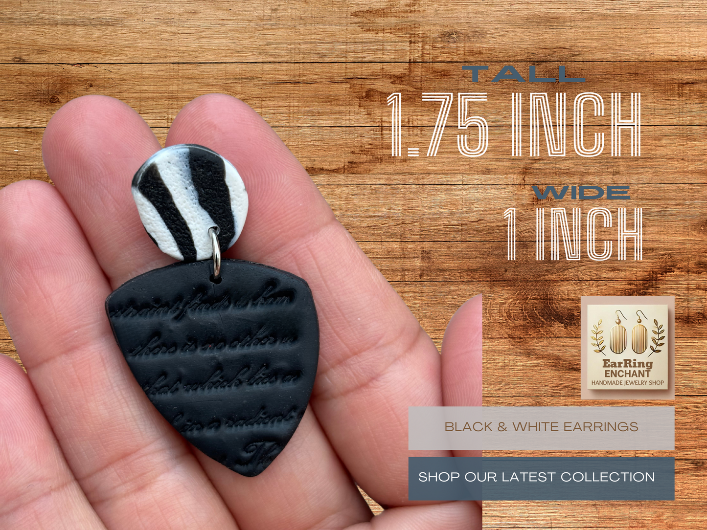 Elegant Black & White Embossed Earrings