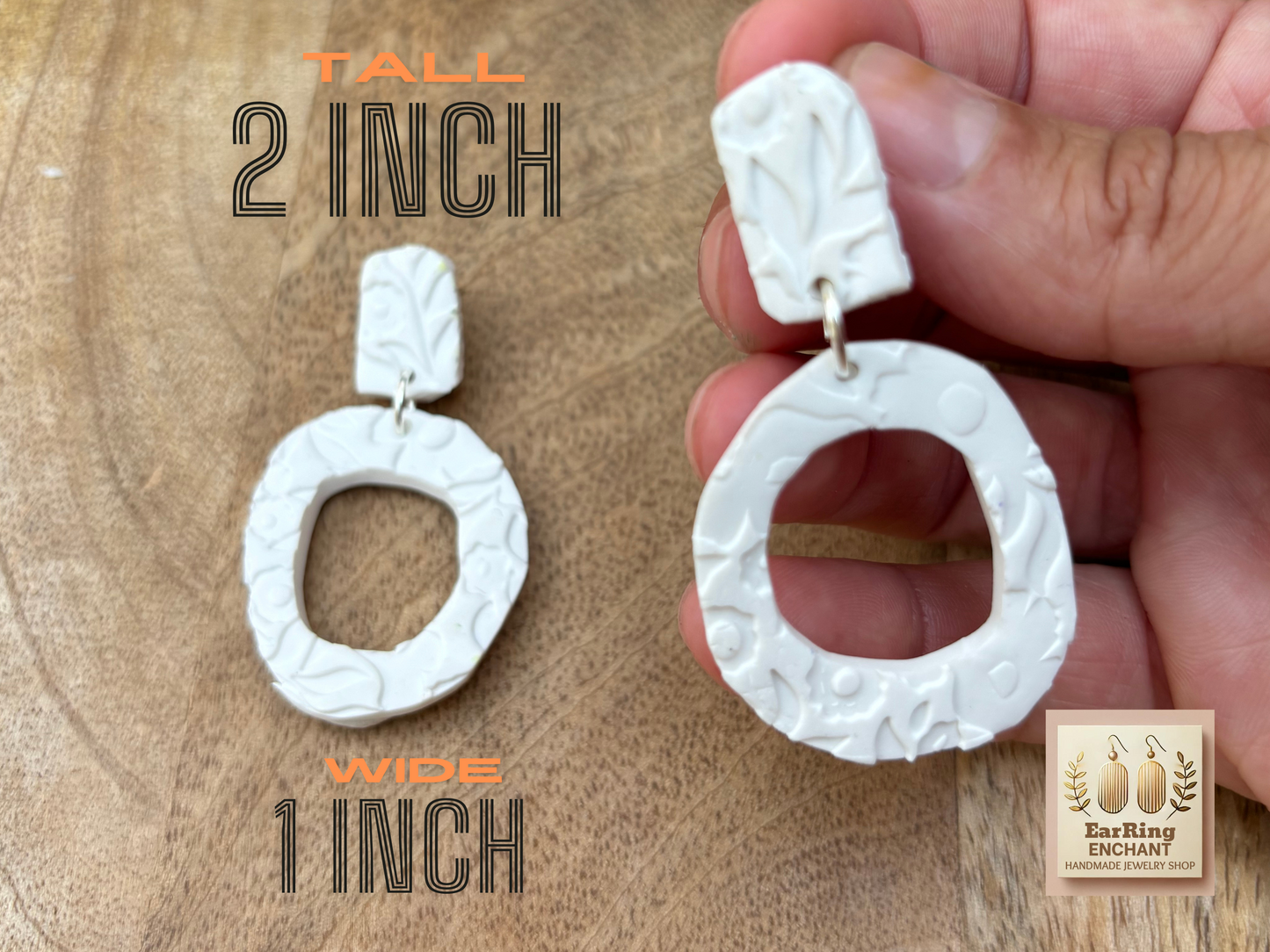 Elegant Textured White Earrings