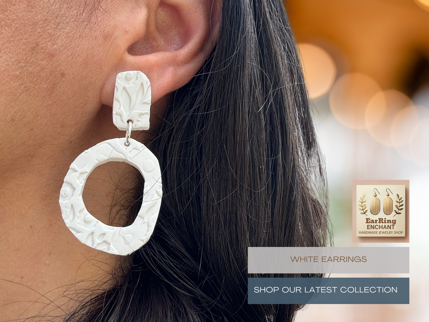 Elegant Textured White Earrings