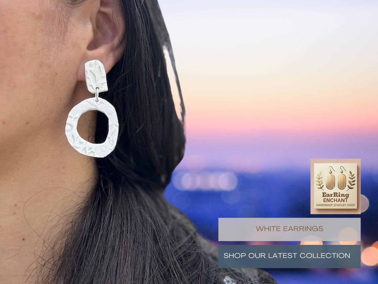 Elegant Textured White Earrings